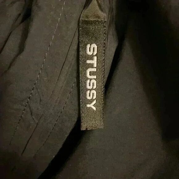 STUSSY Y2K 90s Vtg Retro Woman’s Roomy Black Long-Sleeve Hood Dress Jacket Sz S - Picture 10 of 11